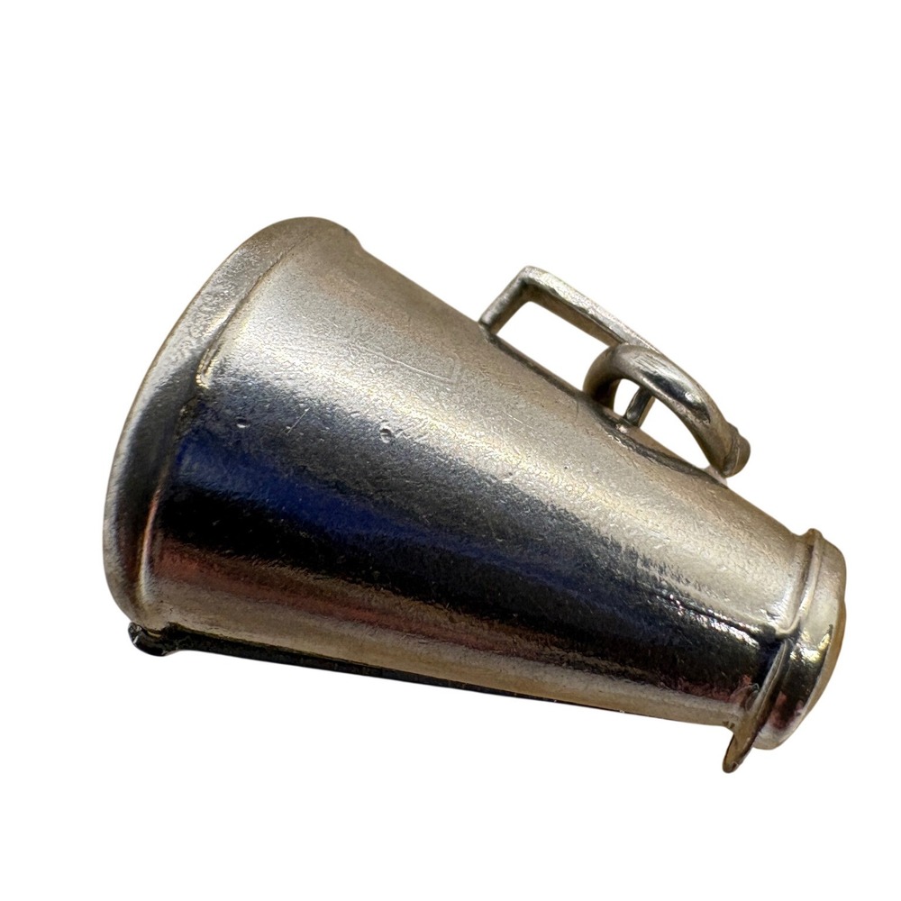 Vintage Megaphone Charm Silver Tone Cheerleader Spirit Magnetic Pendant 1.97g